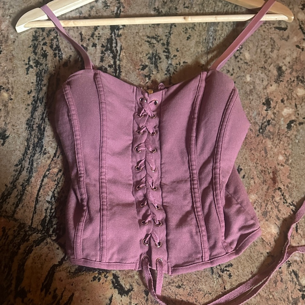 Lace-Up Pink Corset Top